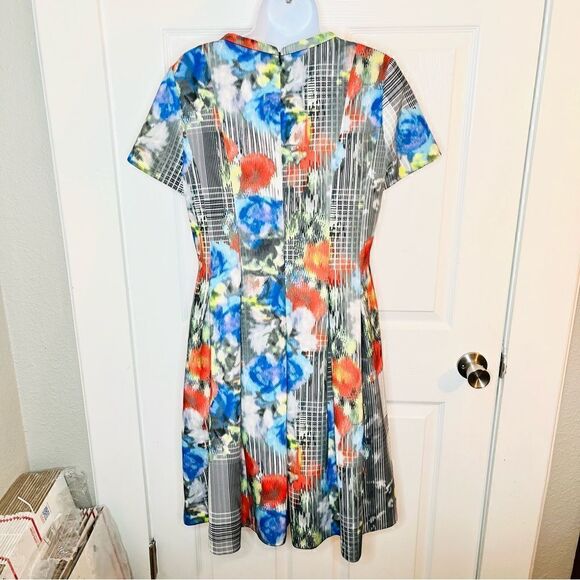 Catherine Malandrino Vondie Print Scuba Fit Flare Dress Pleated Floral 10 - Picture 9 of 12